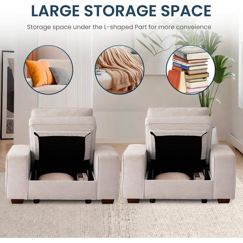 YuuYee Modular Sofa Couch With Seats Storage, Comfy Chenille